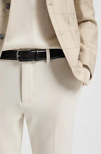 Italian-leather belt with antique-effect brass buckle