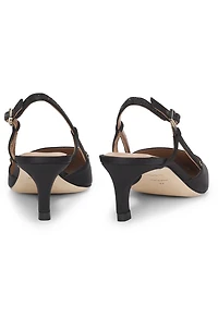 Slingback pumps soft satin with pointed toe