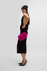 NAOMI x BOSS clutch bag in faux fur