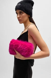 NAOMI x BOSS clutch bag in faux fur