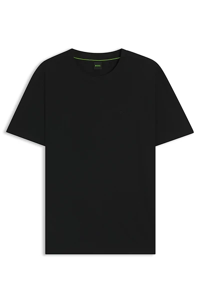 Cotton-piqué T-shirt with jacquard-woven back collar