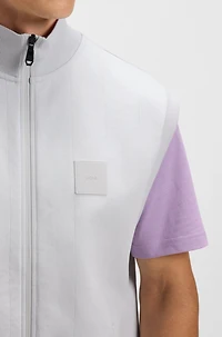 Sleeveless zip-up sweatshirt cotton