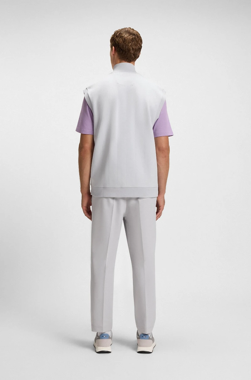 Sleeveless zip-up sweatshirt cotton