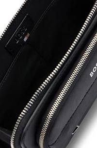 Structured crossbody bag with branded trims