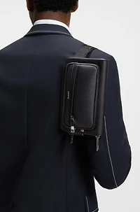 Structured crossbody bag with branded trims