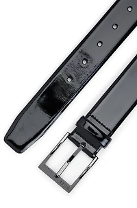 Italian patent-leather belt with logo buckle