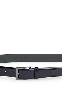 Italian patent-leather belt with logo buckle