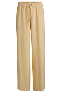 Wide-leg drawcord trousers soft twill