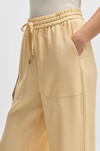 Wide-leg drawcord trousers soft twill