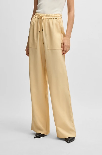 Wide-leg drawcord trousers soft twill