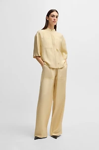 Relaxed-fit blouse soft twill with stand collar