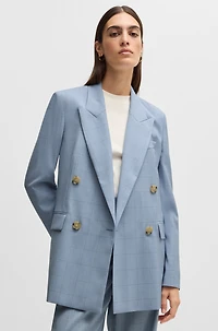 Regular-fit suit jacket checked wool
