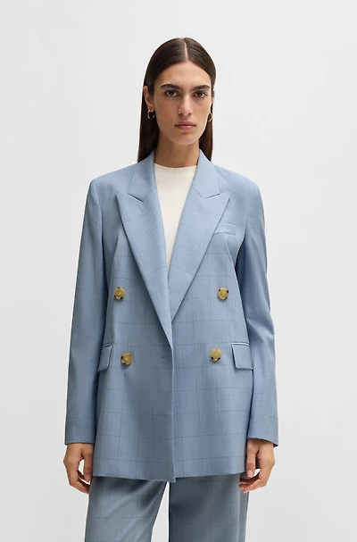 Regular-fit suit jacket checked wool