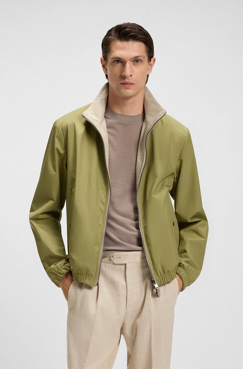 Reversible zip-up jacket peached fabric