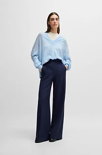 V-neck sweater floral knitted jacquard