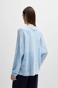 V-neck sweater floral knitted jacquard