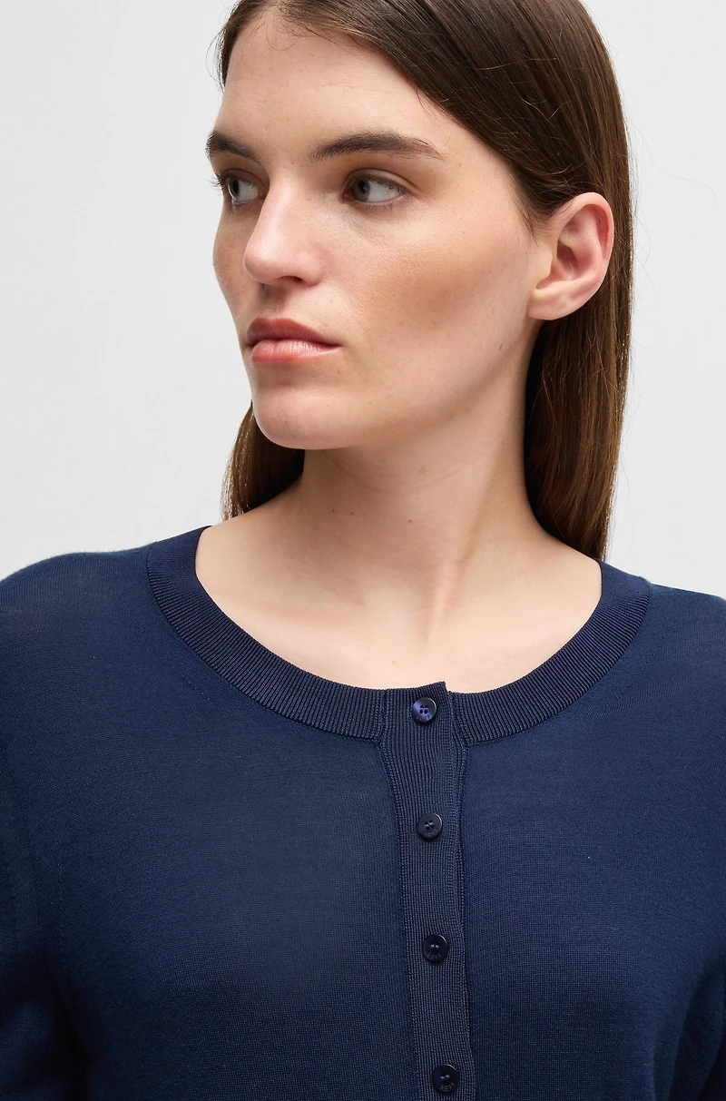 Henley-neck sweater Merino wool