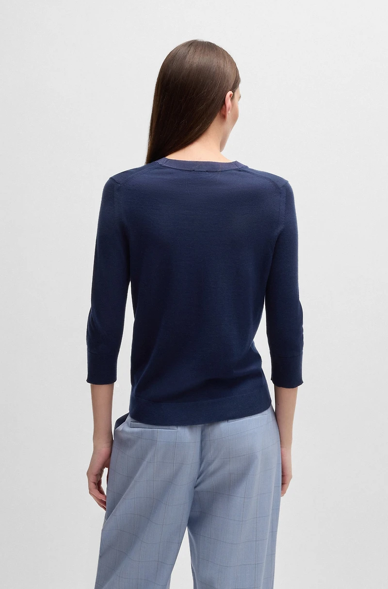 Henley-neck sweater Merino wool