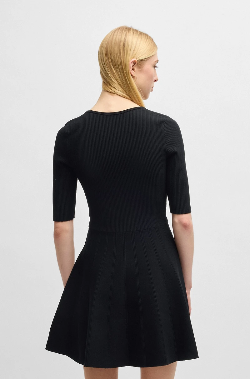 Knitted dress ottoman-structured stretch fabric