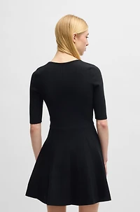 Knitted dress ottoman-structured stretch fabric
