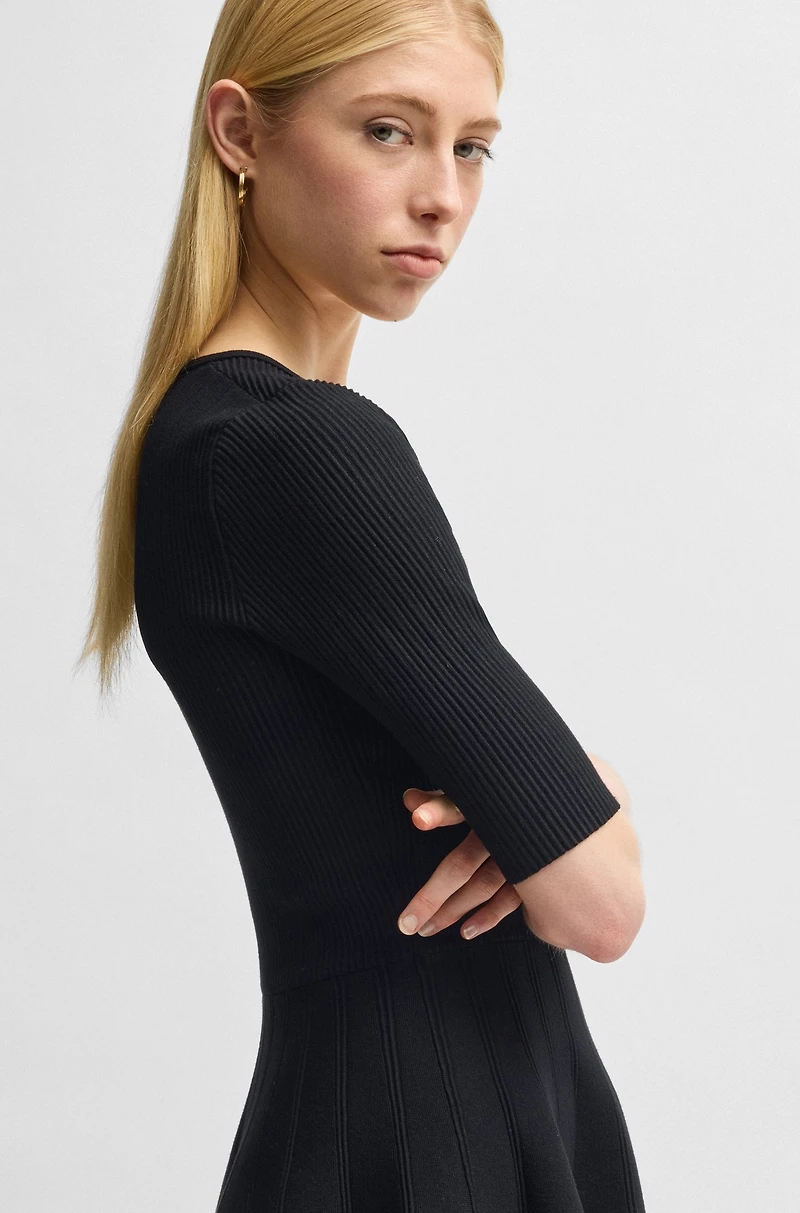 Knitted dress ottoman-structured stretch fabric