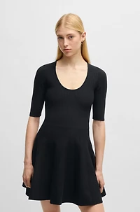 Knitted dress ottoman-structured stretch fabric