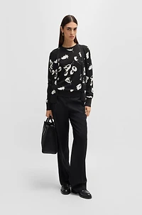 Merino wool-blend cardigan with tulip jacquard