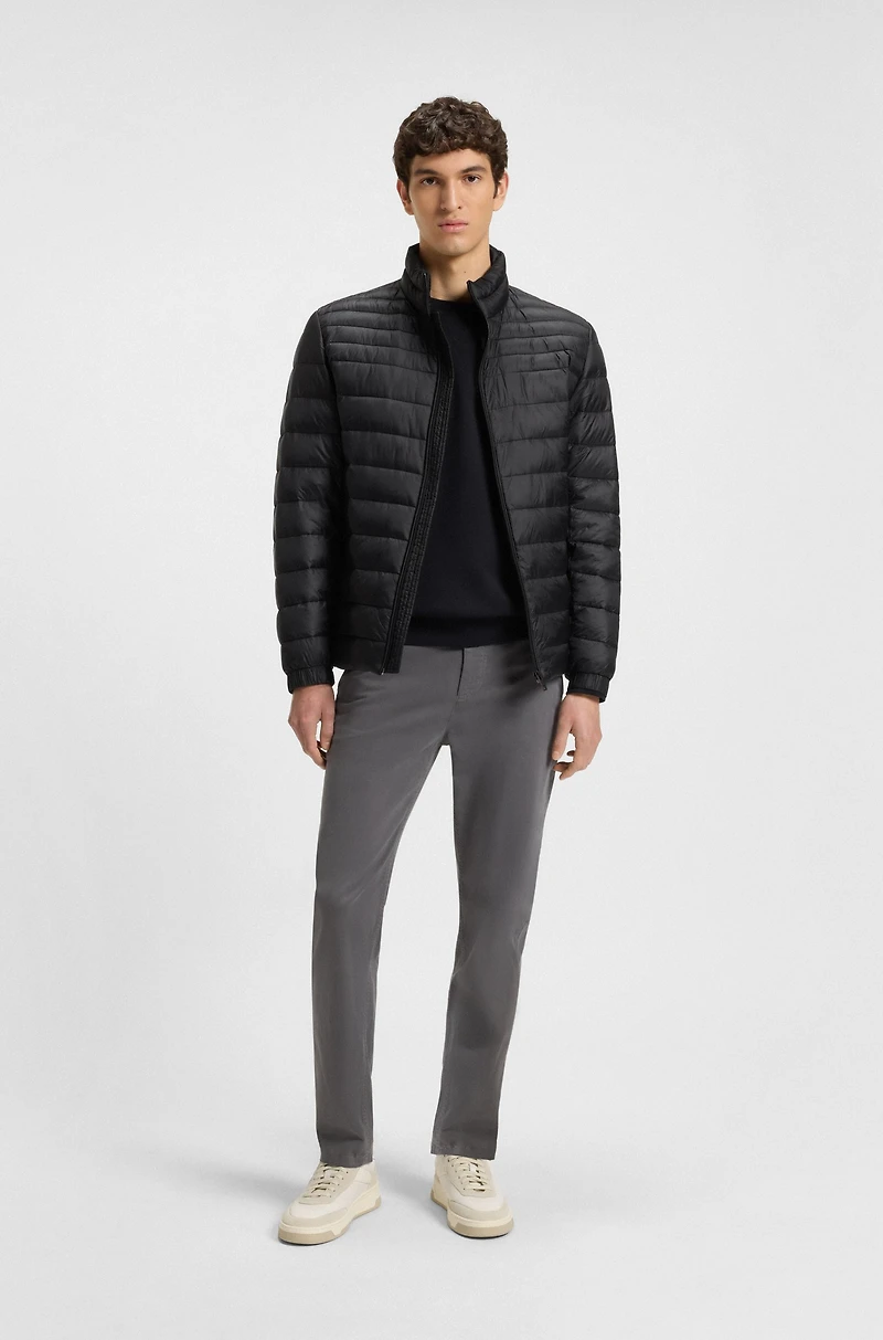 Water-repellent quilted field jacket with packable hood