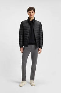 Water-repellent quilted field jacket with packable hood
