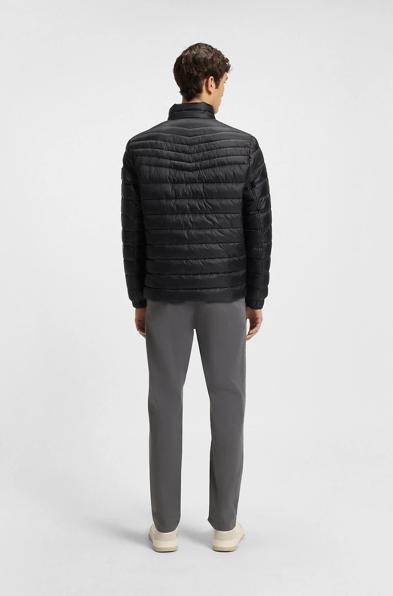 Water-repellent quilted field jacket with packable hood