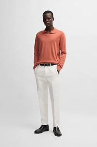 Johnny-collar regular-fit sweater silk and cotton