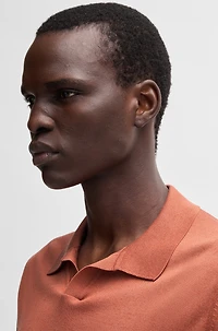 Johnny-collar regular-fit sweater silk and cotton