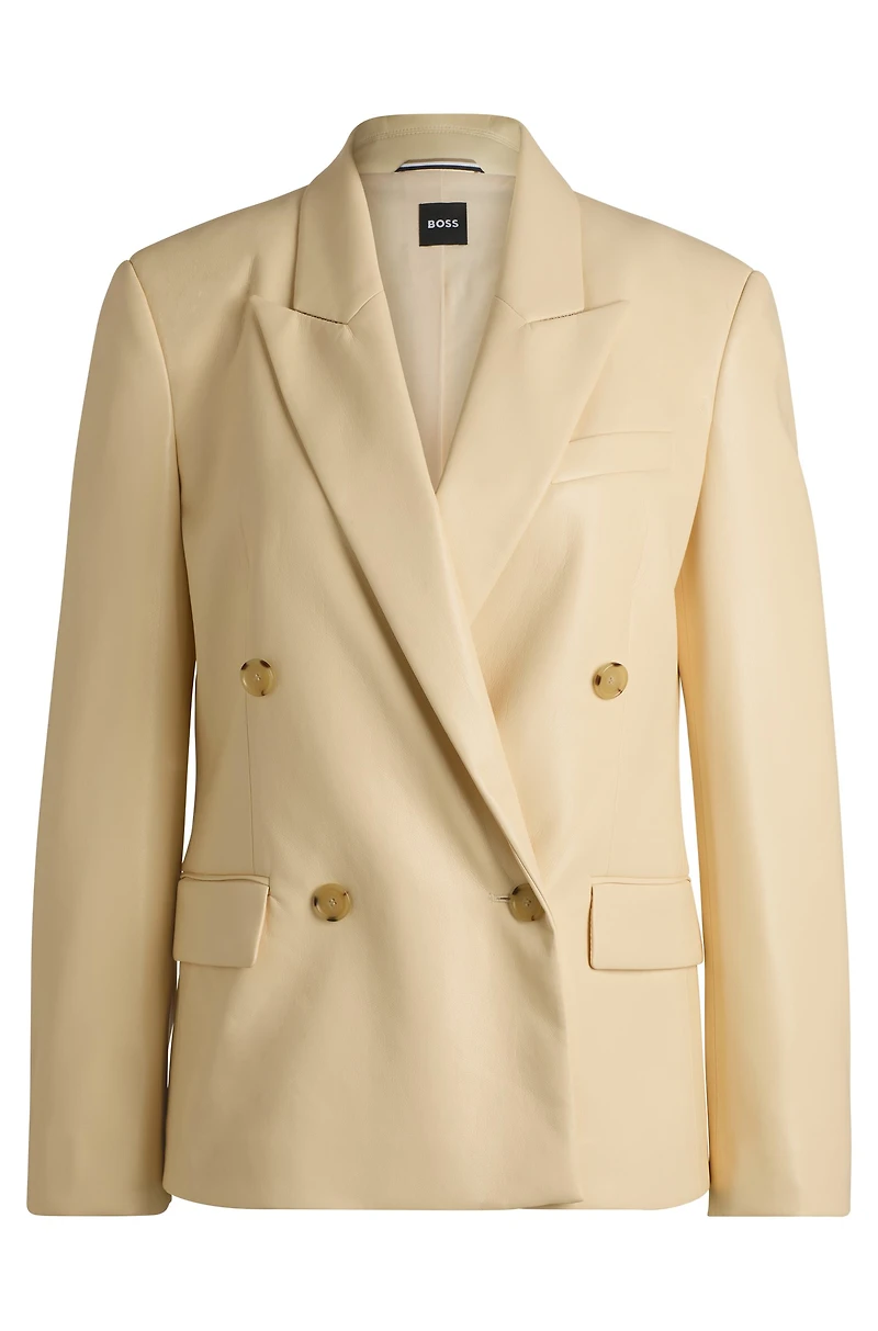 Regular-fit double-breasted blazer faux leather