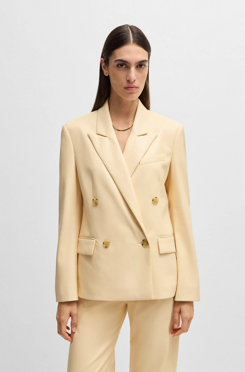 Regular-fit double-breasted blazer faux leather