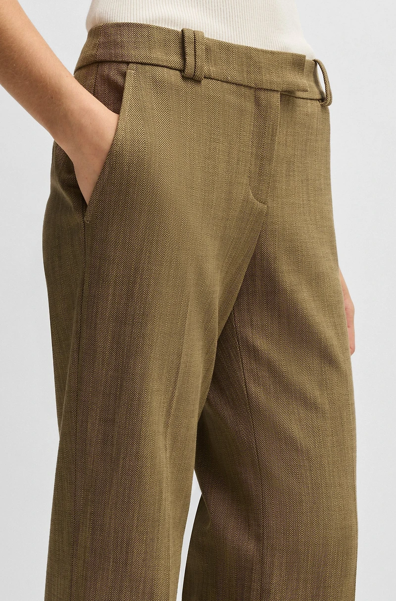 Regular-fit trousers herringbone stretch fabric