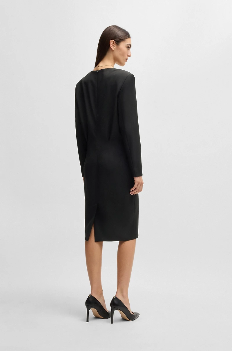 Tailored V-neck dress with flap pockets relaxed fit