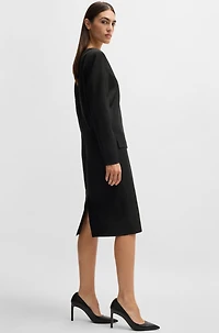Tailored V-neck dress with flap pockets relaxed fit