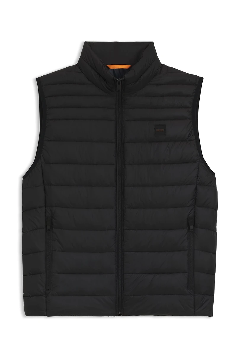 Packable gilet water-repellent fabric