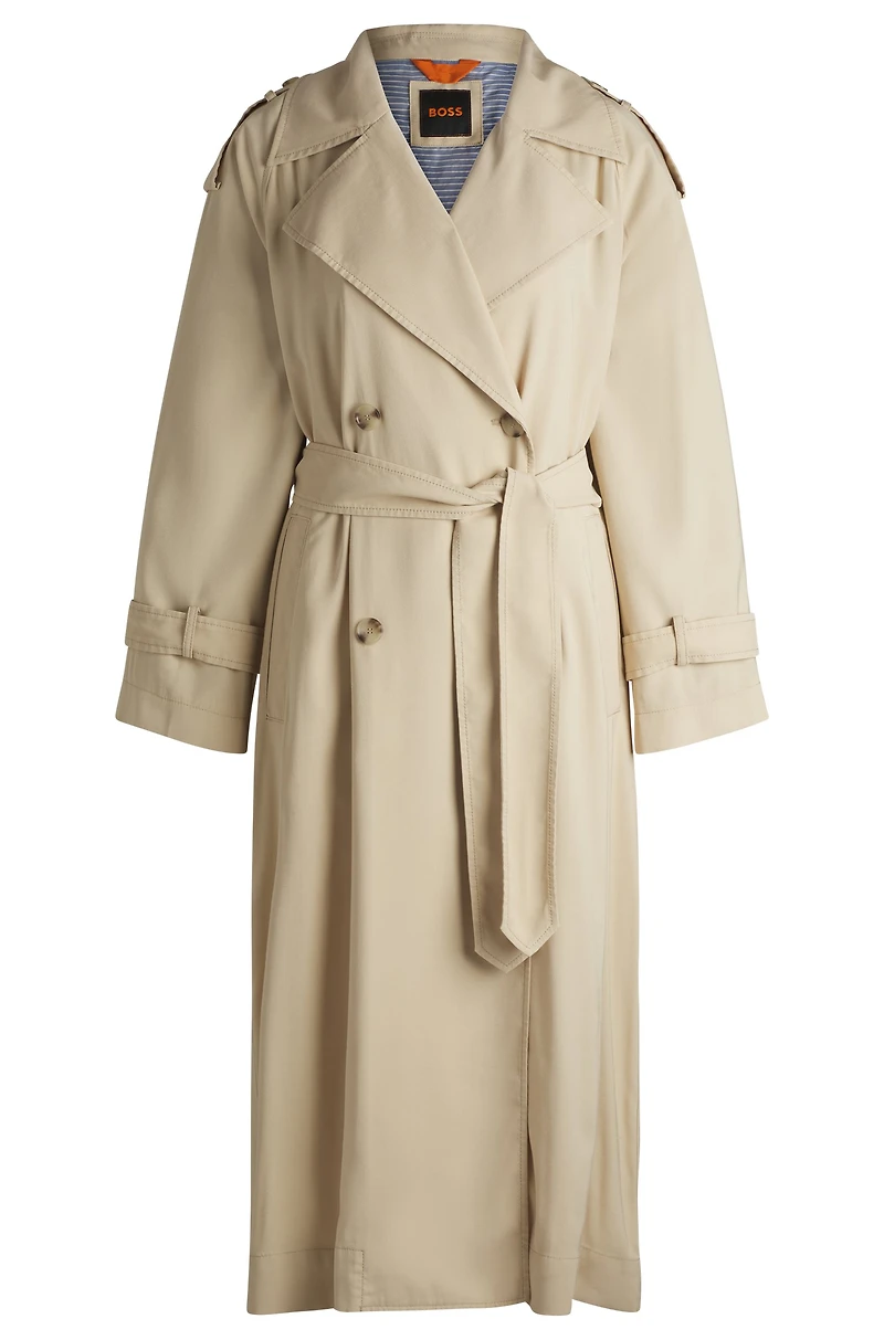 Loose-fit trench coat with belt