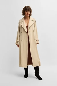 Loose-fit trench coat with belt