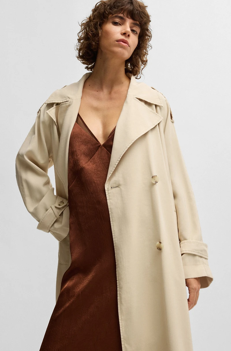 Loose-fit trench coat with belt