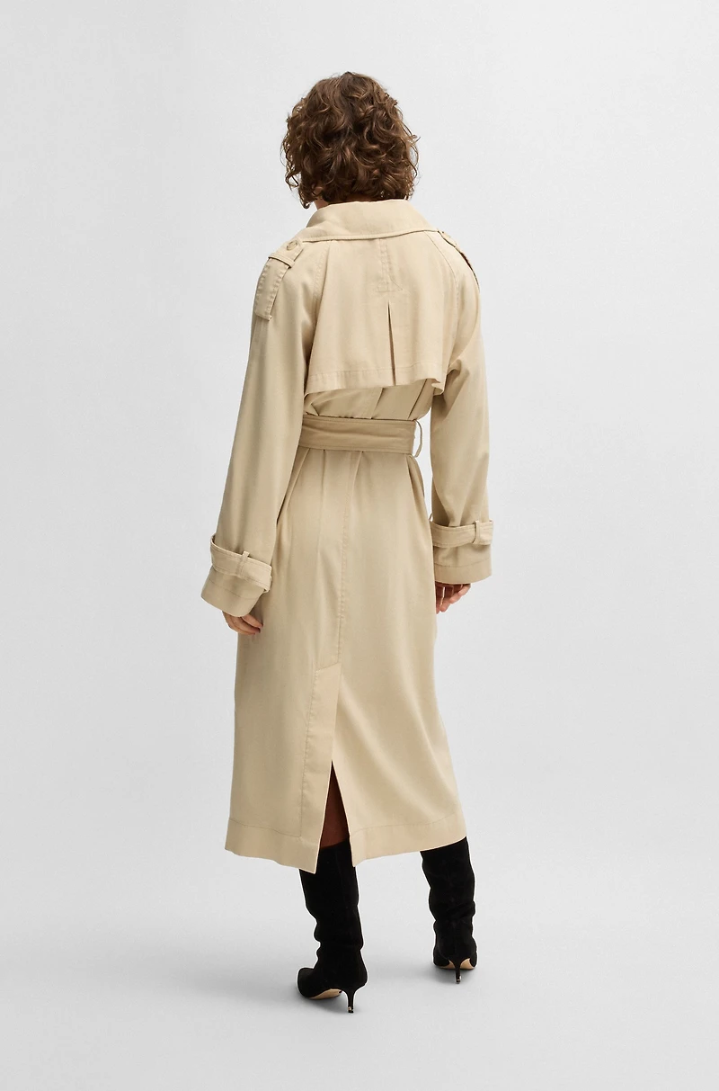 Loose-fit trench coat with belt