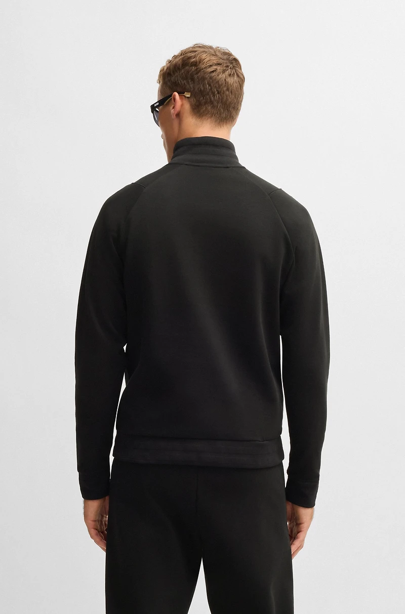 Cotton zip-neck sweatshirt with Double B monogram