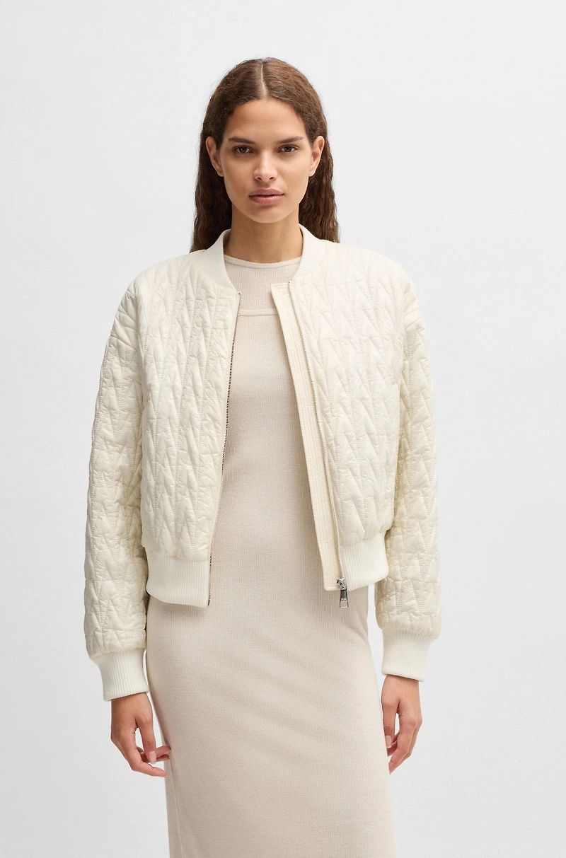 Water-repellent bomber jacket with patterned quilting