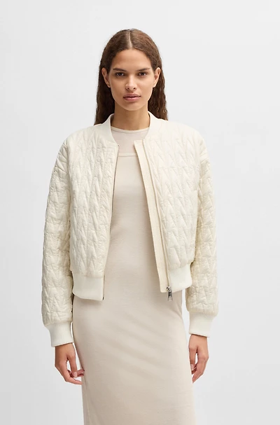 Water-repellent bomber jacket with patterned quilting