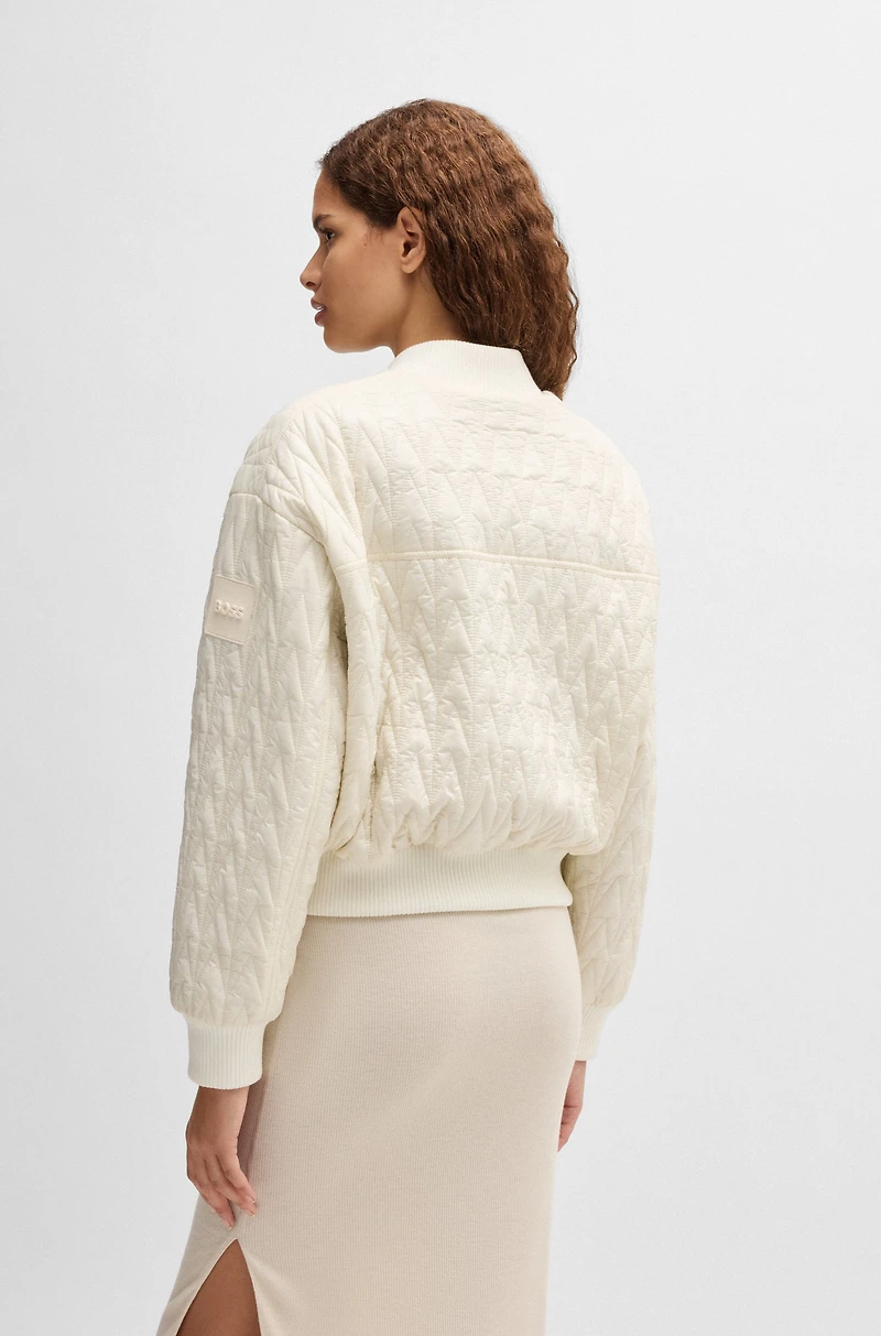 Water-repellent bomber jacket with patterned quilting
