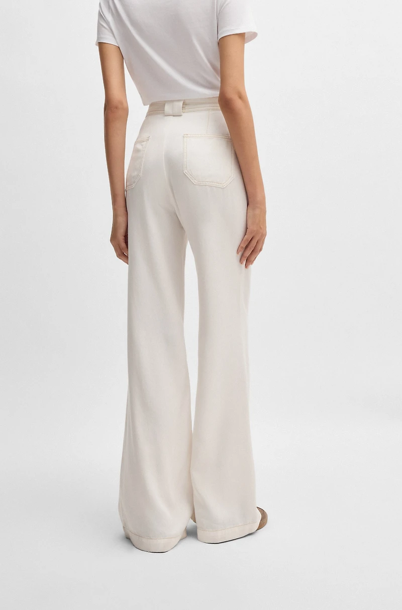 Wide-leg trousers with belt and pocket detailing