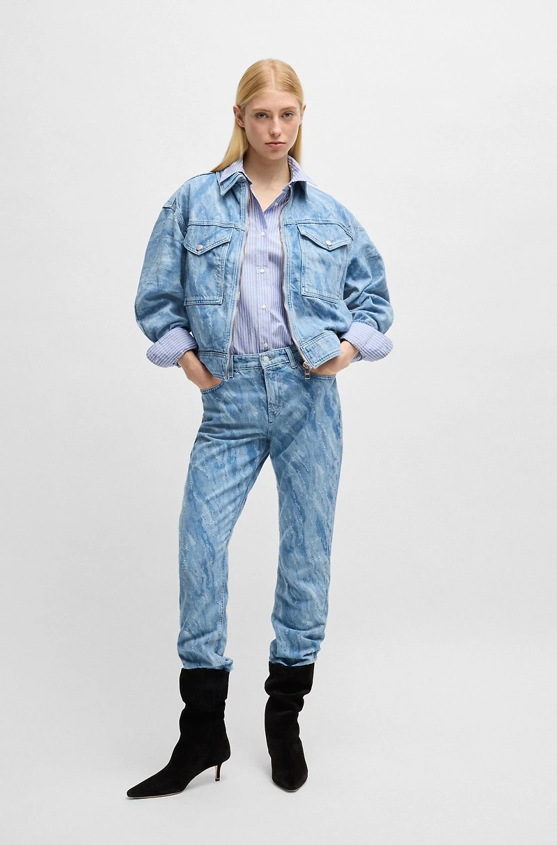 Relaxed-fit blouse striped poplin