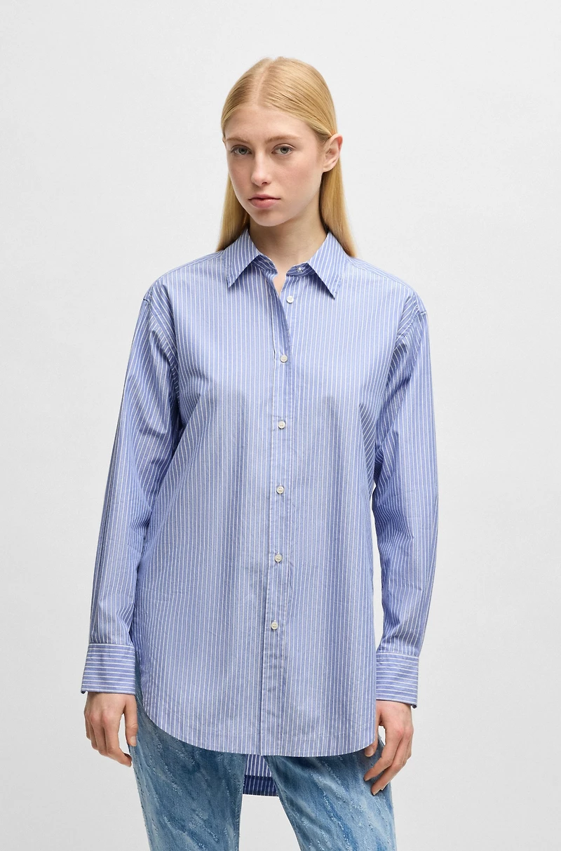 Relaxed-fit blouse striped poplin