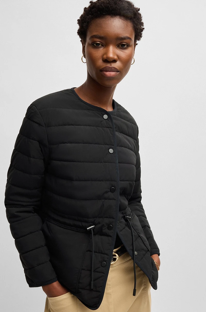Water-repellent padded jacket with drawcord waist
